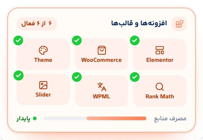 سازگاری با افزونهها و قالبهای حرفهای
